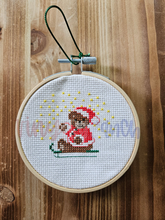 Cross Stitch Bear Ornament