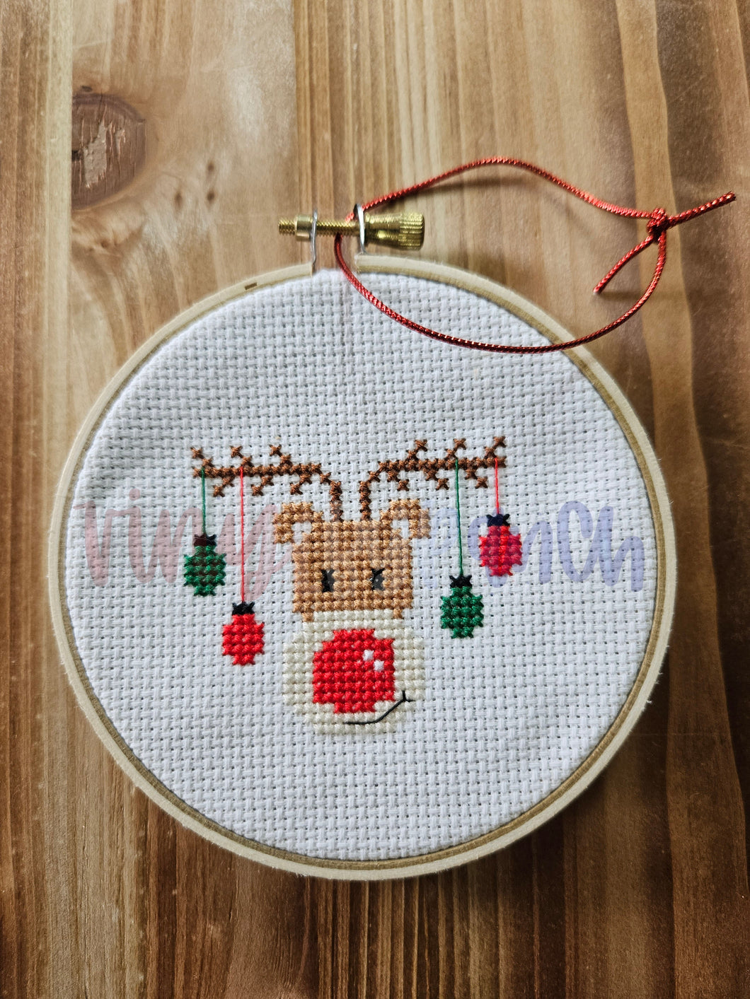 Cross Stitch Reindeer Ornament
