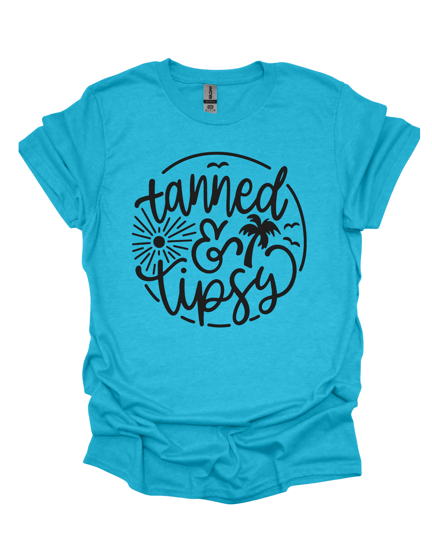 Tanned & Tipsy (Font is BLUE)